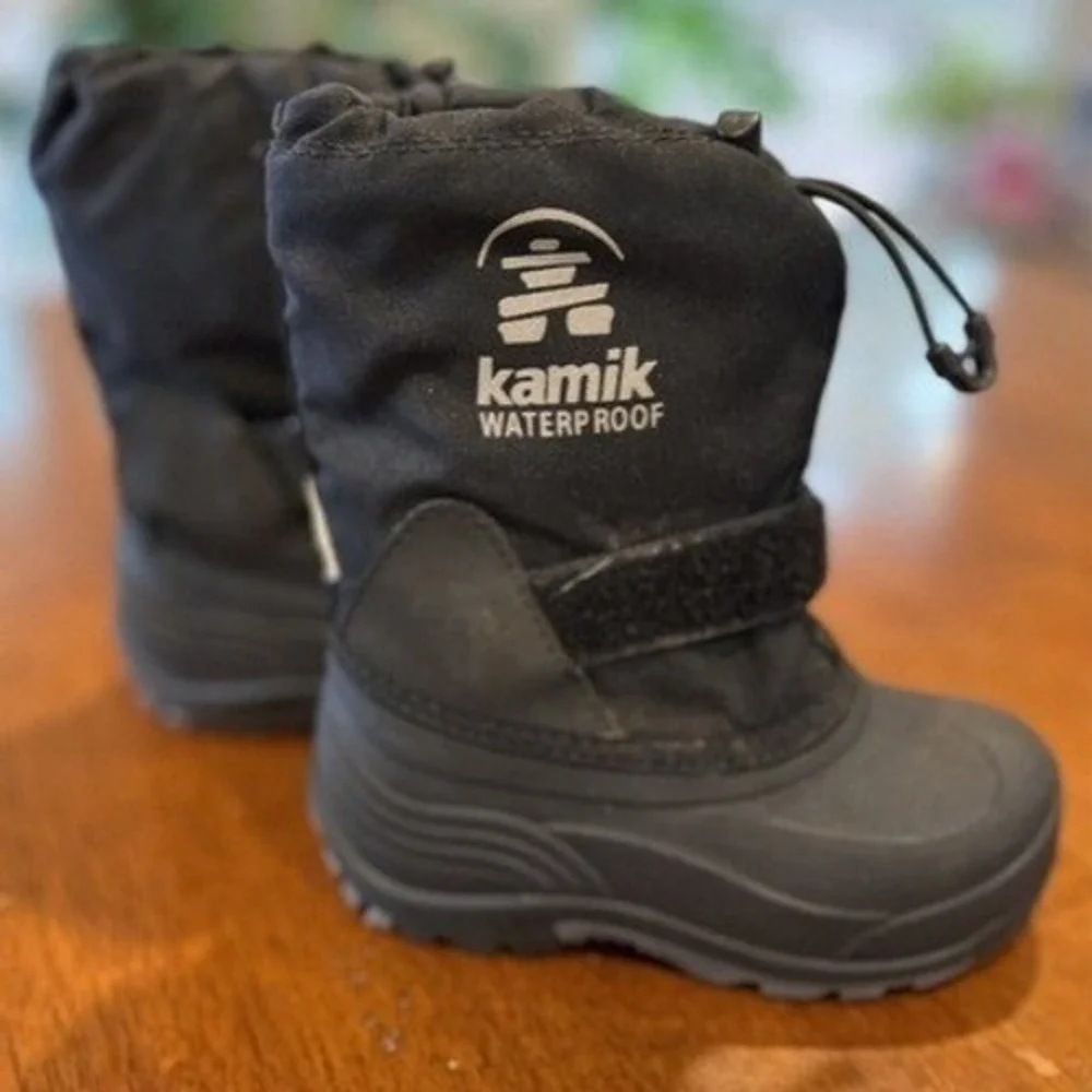 Kamik Waterproof Snow Boots Winter Pull‎ On Black Boots Size T10